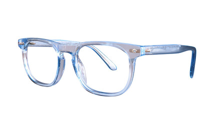 Clear plastic eyeglasses isolated on transparent background