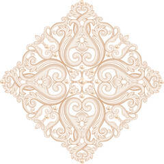 Seamless Damask Pattern in Blue and Beige Pastel with Pearls