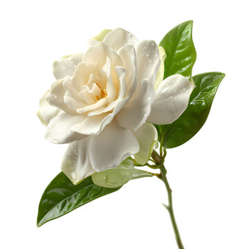 Fresh gardenia flower isolated on transparent background