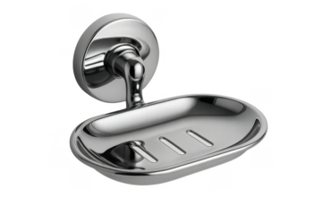 Shiny chrome wall mounted soap dish for bathroom hygiene