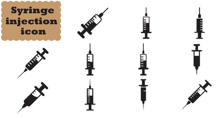 Syringe injection icon Set, Syringe injection Black vector