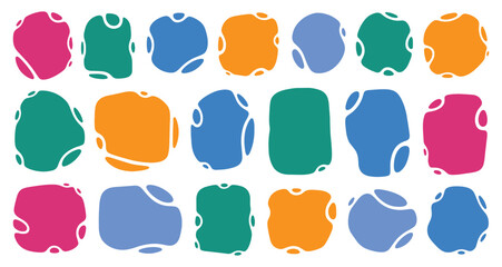 Abstract liquid organic shape set. Soft round blobs, wavy curves, and fluid oval patterns. Modern vector illustration.