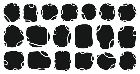 Abstract organic liquid blob set. Wavy round shapes and soft oval patterns for modern vector backgrounds.
