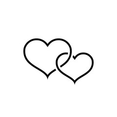 Double heart icon. Love and relationship symbol. Romantic outline design