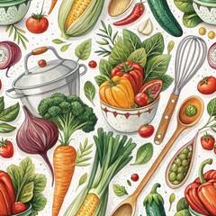set of vegetables on white background