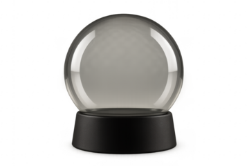 Empty transparent glass dome snow globe on base