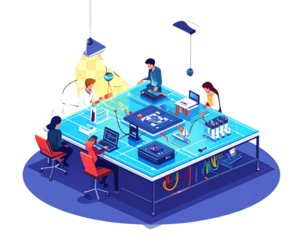 Innovation Lab Illustration – Modern Research and Development Concept PNG 