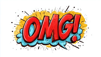 Bold And Dynamic Comic Lettering: Comic Speech Bubble With Emotional Omg In Retro Pop Art Style On White Background With Comic Sound Effects
