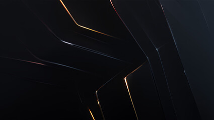 Abstract geometric shapes with golden highlights and dark shadows, creating a modern and sleek design.