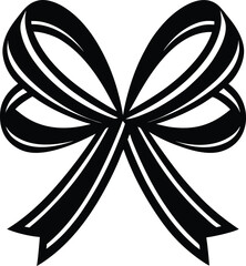 Classic decorative bow silhouette for gifts and celebrations. Elegant ribbon knot isolated on transparent background