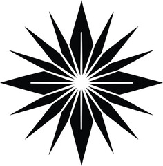 Abstract star burst silhouette. Geometric radial pattern design element isolated on transparent background