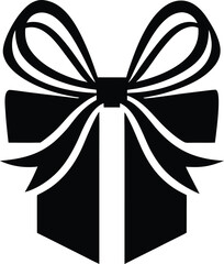 Gift box with decorative bow vector icon present package wrapped with ribbon holiday celebration surprise element