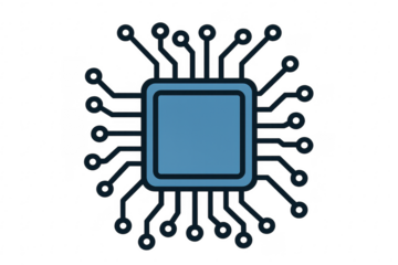 Microchip processor icon representing computer technology