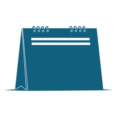 Teal blue desk calendar with white spiral binding and horizontal lines vector