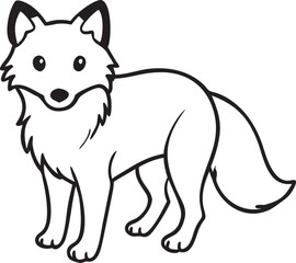 Cute hand drawn outline of a fox standing