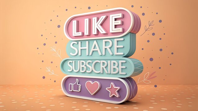 Attract more engagement now with this vibrant Like, Share, Subscribe call to action for your social media content and boost your online presence today