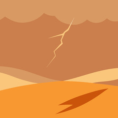 Dramatic desert storm vector illustration dynamic sand blowing weather concept