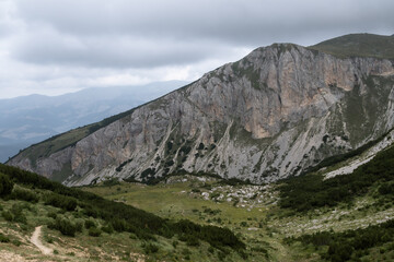 mountain landscape on peak of the balkans trail in Montenegro