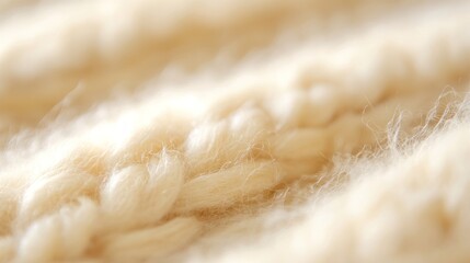 Close-up of natural beige wool texture with shallow depth of field, warm and cozy textile background