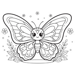 Coloring page outline of a cute Butterfly vector