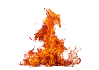 A vibrant illustration depicts an isolated flame with varying shades of orange and red