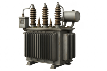 Old industrial electricity transformer managing high voltage