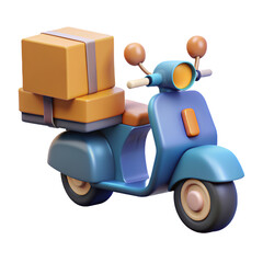 3d Vector Scooter with Box, Delivery Courier service, Time to shopping concept. Eps 10 Vector.
