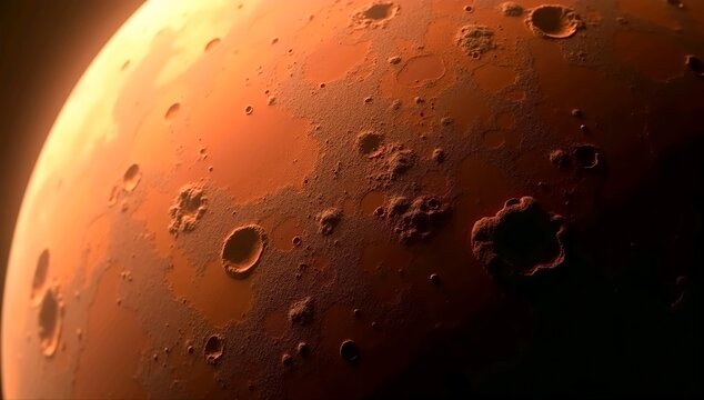 Planet Mars reveals ancient impact craters in vivid detail.