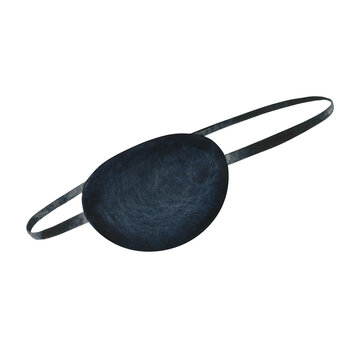 Pirate eye patch. Hand-drawn watercolor illustrations. Color image. Isolate. For decorating children s games and holidays. For stickers, invitations, packages and more.