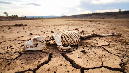 Animal bones in a dry river
