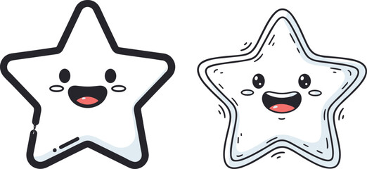 Cute smiling star cartoon illustration, adorable happy star character design, kawaii celestial icon for kids art and educational projects