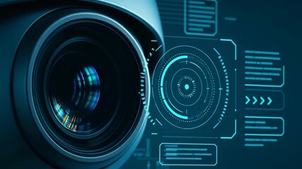 Modern surveillance system monitoring activity with digital interface overlay for security solutions and data privacy, offering safety and protection - Powered by Adobe