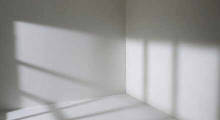 Sunlight from the window shines on the empty room walls and floor