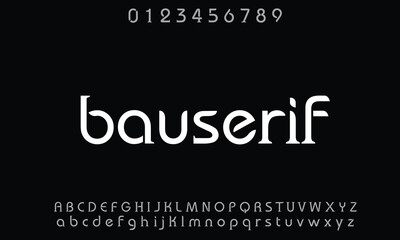 bauserif vector font alphabet with numbers