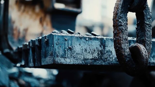 A close-up shot of a chain attached to a metal plate, suitable for industrial or technical uses