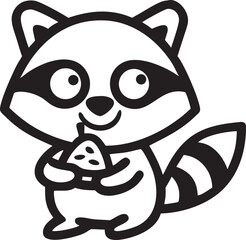 Cute cartoon raccoon holding an acorn in its paws