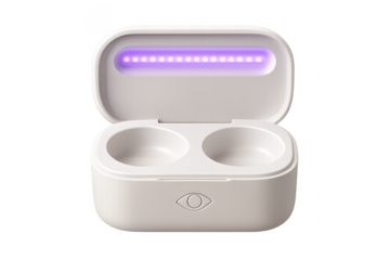 Contact lens case cleaning system with UV light technology