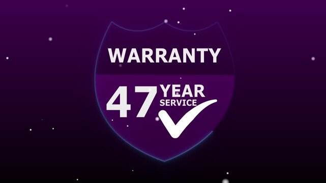 A abstract glowing modern &ldquo;47 Year Warranty&rdquo; label design suitable for product packaging animation, promotional materials, and digital marketing with background.
