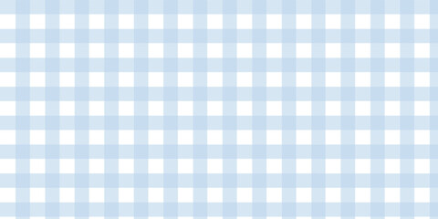 Seamless Light Blue Gingham Pattern Background. Classic Two-Tone Pastel Plaid Check Design for Fabric, Textile, Wallpaper, and Picnic Decor.