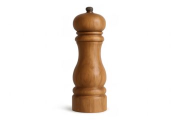Wooden pepper mill standing, preparing flavorful meal