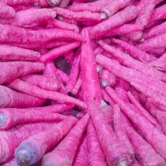 A pile of carrots neatly arranged 
