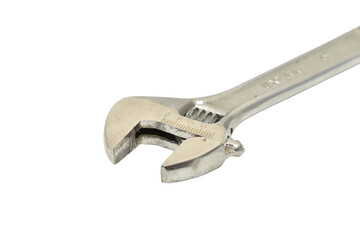 Hand tool adjustable wrench on PNG background.