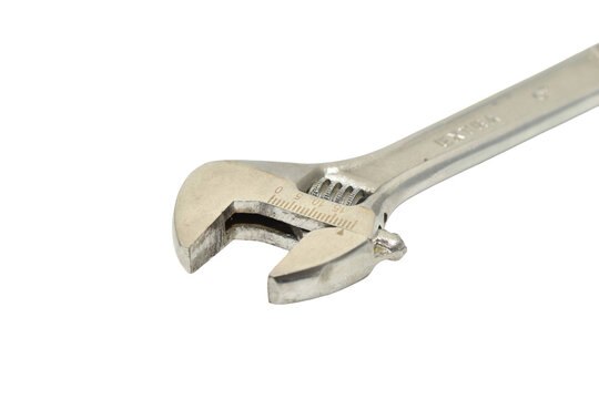 Hand tool adjustable wrench on PNG background.