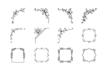 Square Ratio Central Motifs and Ornament Symbol Collection