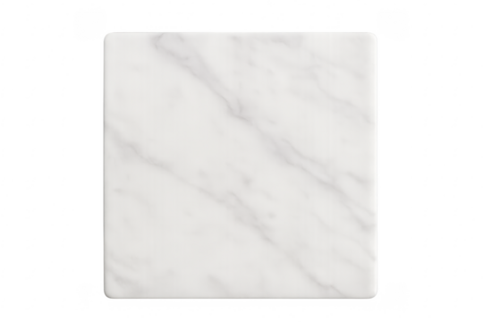 Marble square surface top view with transparent background