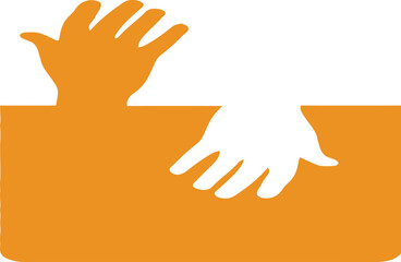 Symbolic image of two hands reaching out in collaboration and support diverse hands connection