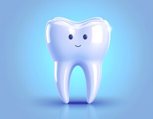 Realistic 3D Tooth Model on Blue Gradient