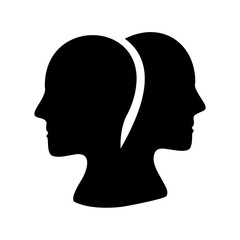 Dual Minds Exploring Complexities, Two Heads Facing Different Directions Symbolizing Divergent Perspectives