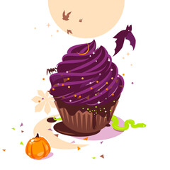 Halloween cupcake with dark purple cream
