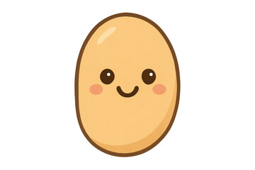 Cute smiling potato cartoon character with rosy cheeks, happy vegetable avatar, vector illustration with transparent background
